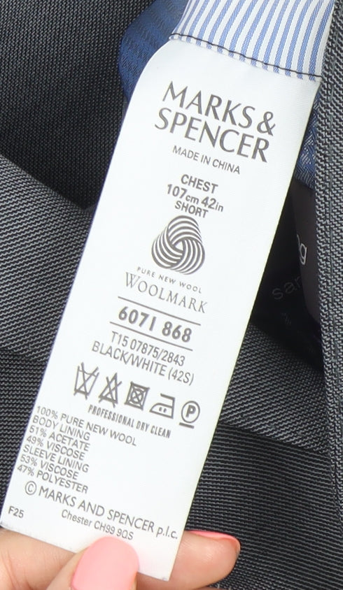 Marks and Spencer Women’s Grey Wool Suit Jacket Size 42 Regular Fit