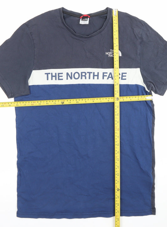 The North Face Men's Blue Small Colourblock Logo Cotton T-Shirt