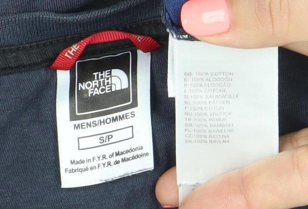 The North Face Men's Blue Small Colourblock Logo Cotton T-Shirt