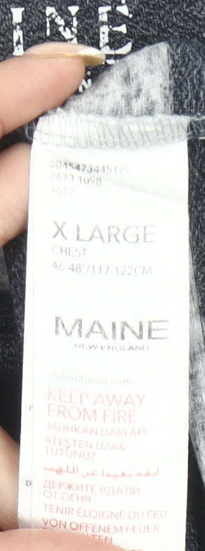 Maine New England Men’s Grey Black Striped XL Crew Neck T-Shirt