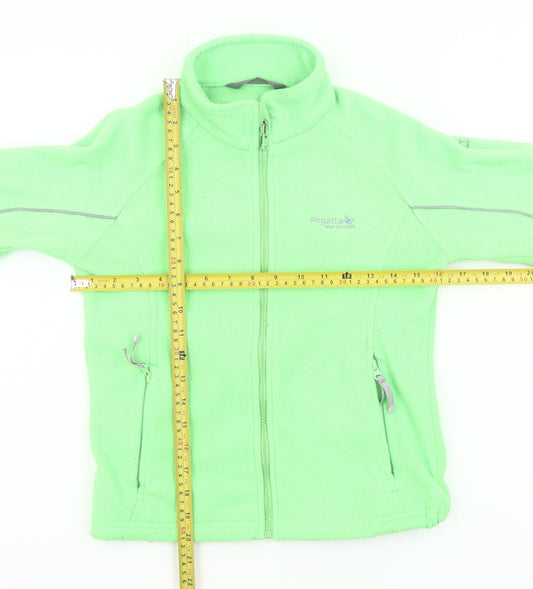 Regatta Girls Green Fleece Full Zip Jacket 9-10 Years Outdoor Casual