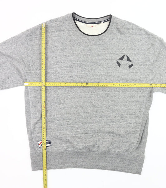 Superdry Mens Grey L Sweatshirt Pullover Crew Neck Logo Print
