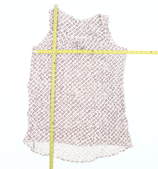 FatFace Womens Pink Geometric Cotton Tunic Blouse Size 14 Sleeveless