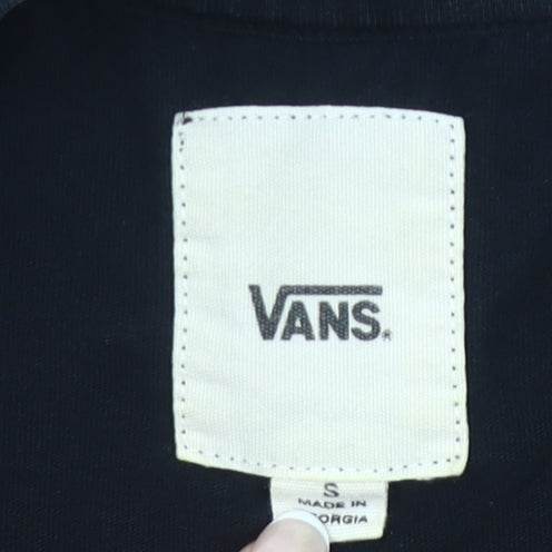 Vans Men's Black Small Long Sleeve Crew Neck Graphic Logo T-Shirt