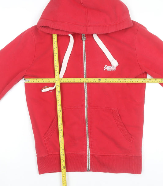 Superdry Mens Red Full Zip Hoodie Jacket Size S Regular Fit