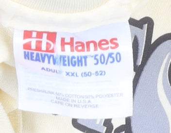 Mens UK Size 2XL Hanes Beige T-Shirt