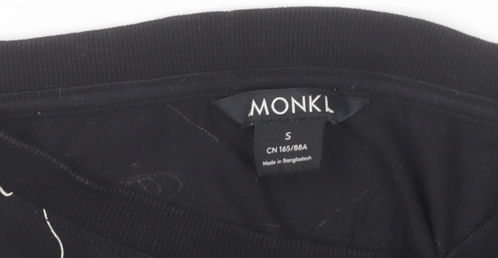 Monki Women Black Abstract Print T-Shirt Dress Size S