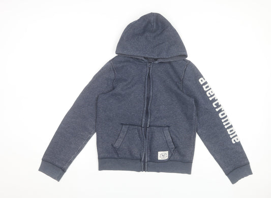 Abercrombie Boys Blue Full Zip Hoodie L Logo Hooded Sweatshirt