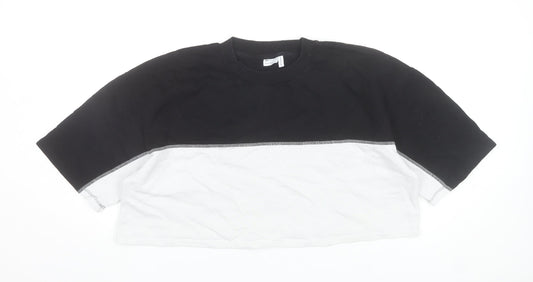 ASOS Women’s Black White Colourblock Cropped T-Shirt UK 16