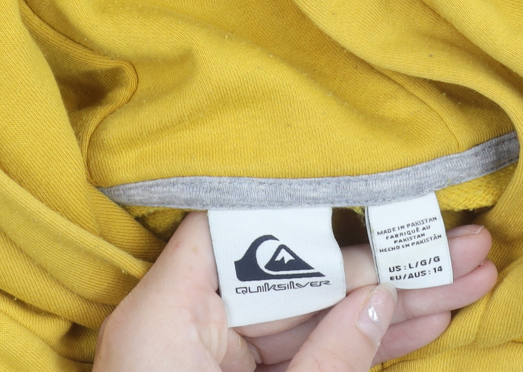 Quiksilver Boys Yellow Pullover Hoodie 14 Years Logo Graphic Surf Skate