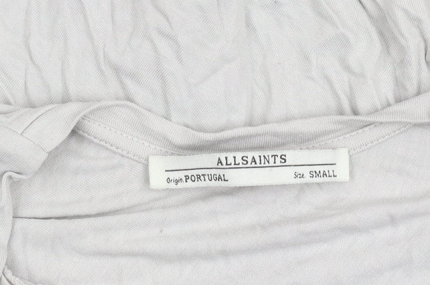 AllSaints Womens Grey Asymmetric Draped Midi Dress Size S