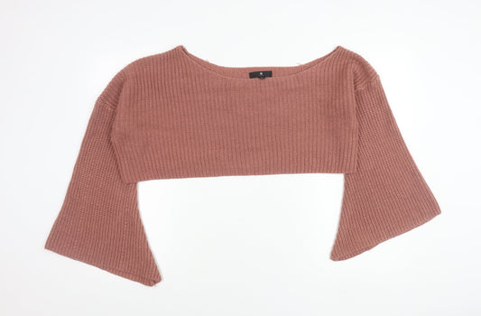 Additional front view of Missguided Women’s Pink Petite M/L Flared Sleeve Knit Jumper