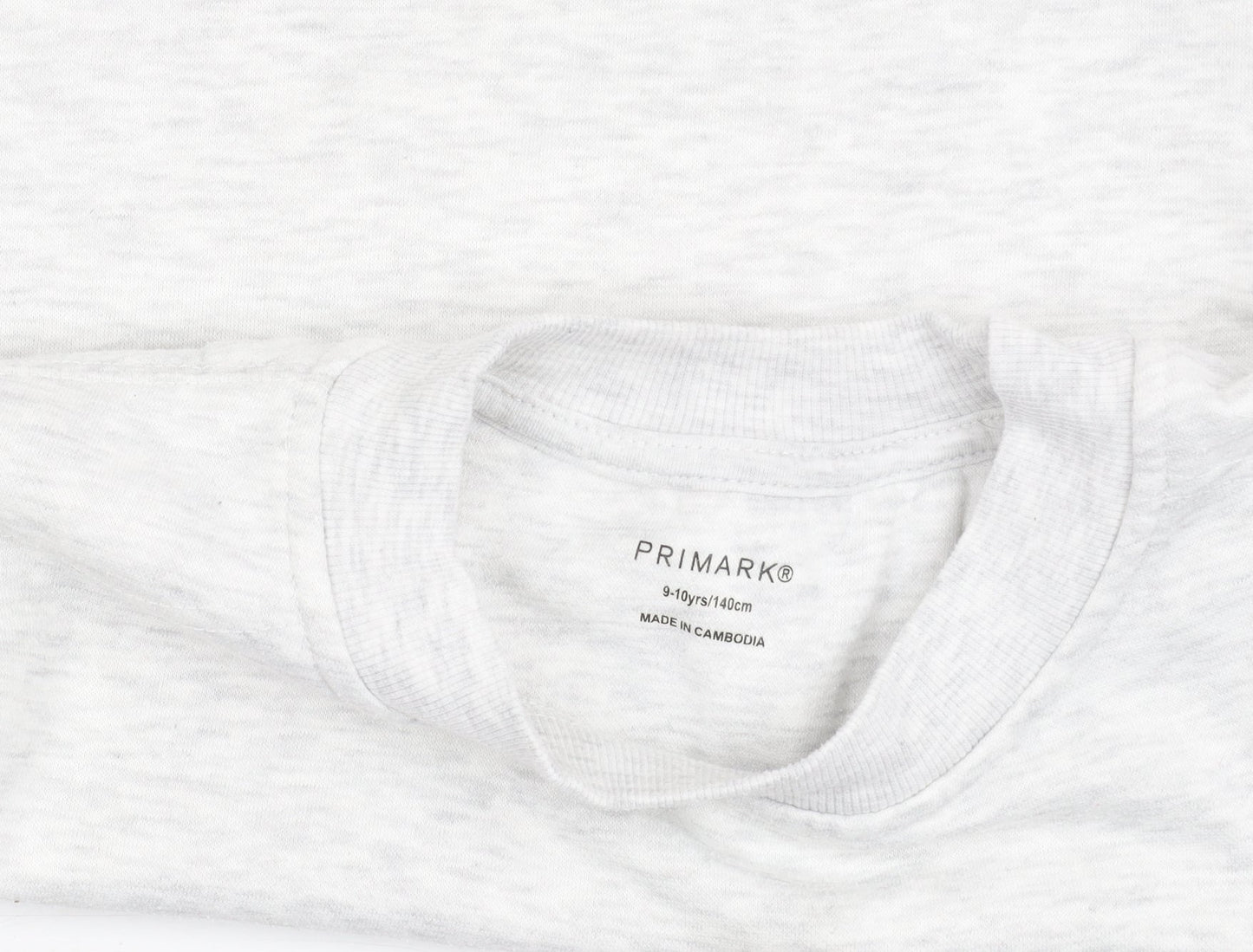 Primark Girls Grey Sweatshirt 9-10 Years Crew Neck Logo Print