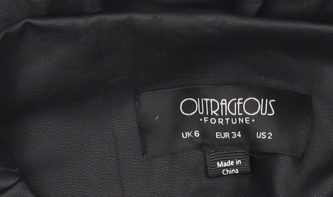 Outrageous Fortune Womens Black Faux Leather Leggings Size 6