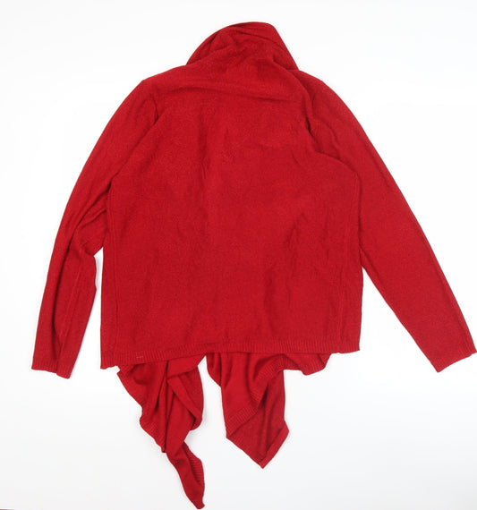 Bm Women’s Red Wrap Cardigan Jumper Size M Acrylic Knit