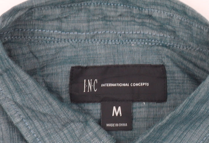 INC International Concepts Men's Green Medium Button-Up Cotton Shirt