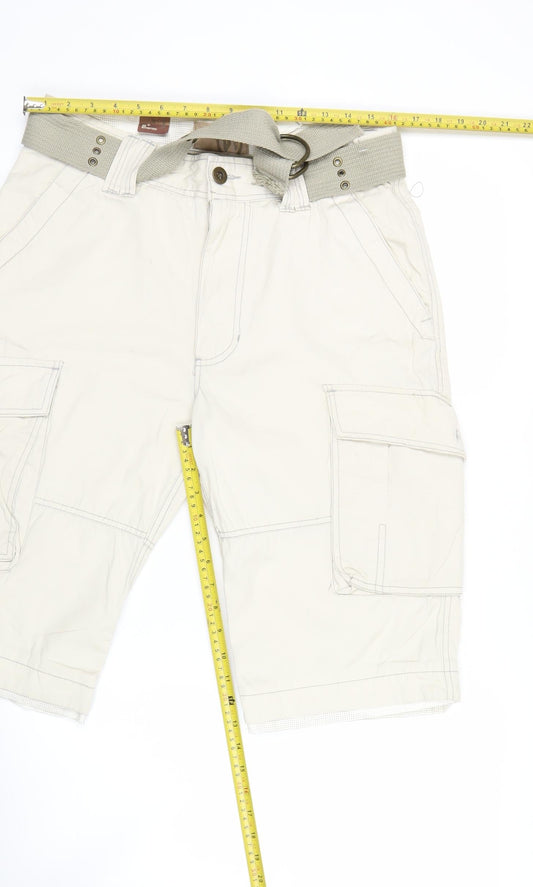 Billabong Mens Beige Cargo Shorts Size 34 Belted Cotton Summer