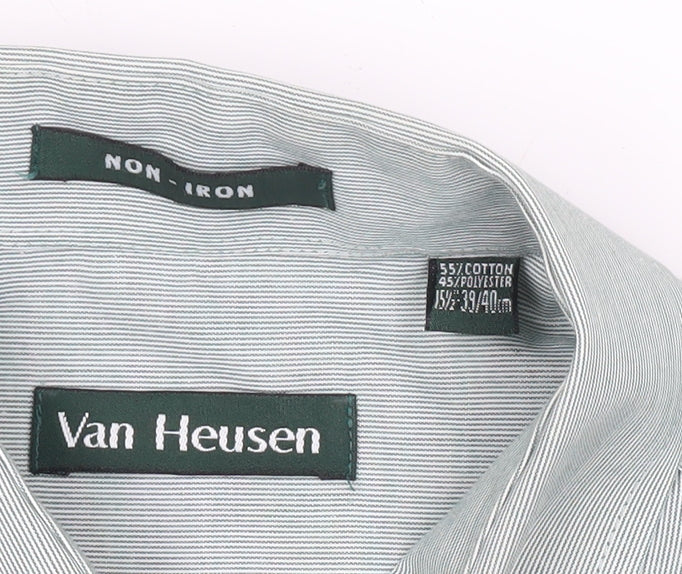 Van Heusen Men’s Green 15.5in Long Sleeve Button-Up Shirt