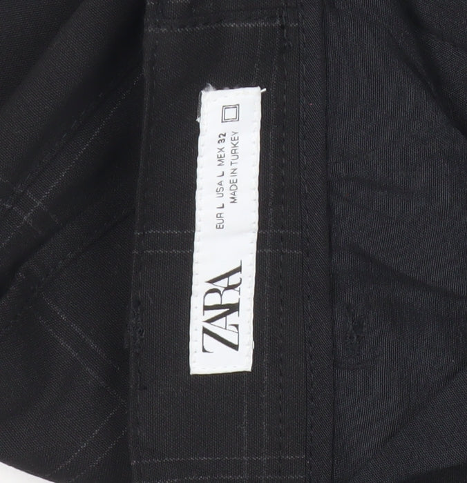 Zara Men's Black Check Slim Fit Chino Trousers Size L 32W