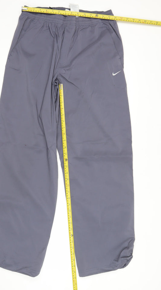 Nike Women Grey L Track Pants Elastic Waist Activewear Trousers