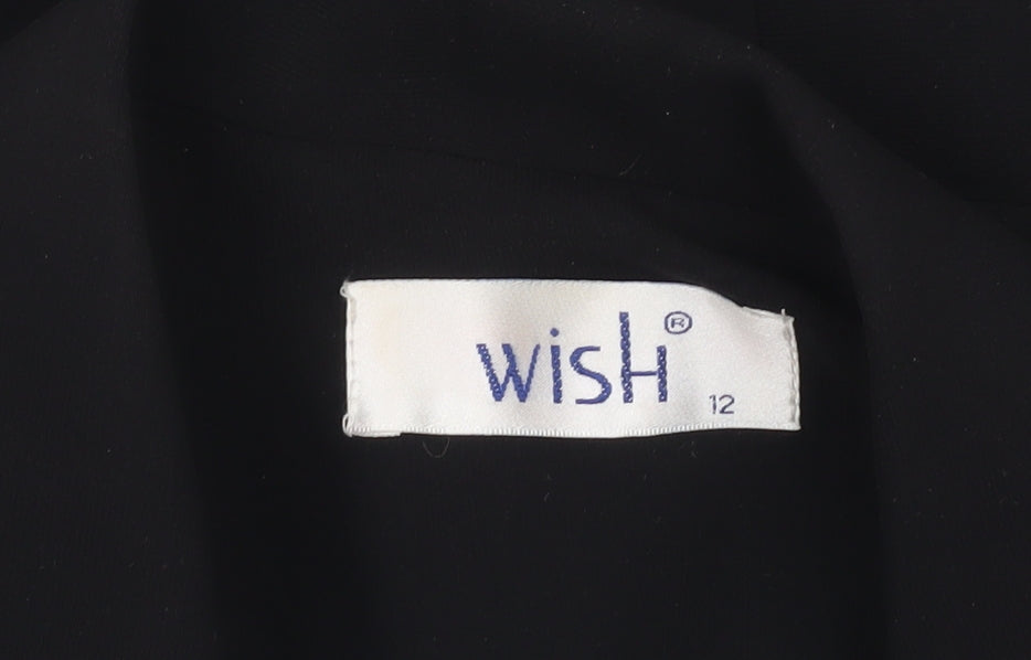Wish Women’s Black Cropped Blazer Jacket Size 12 Tailored One-Button