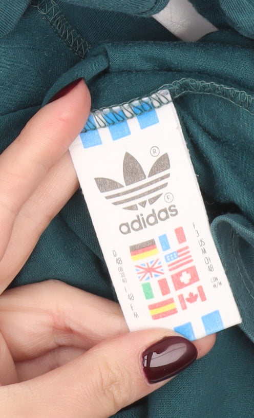 Adidas Men's Green Cotton Logo T-Shirt Size M Short Sleeve