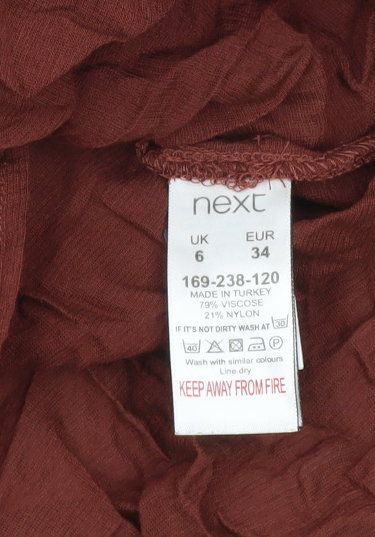 Next Women’s Brown Button-Up Shirt UK 6 Long Sleeve Collared