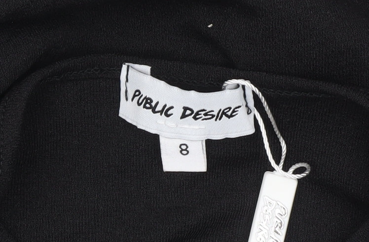Public Desire Women’s Black Wrap Blouse Top Size 8 Slim Fit Party