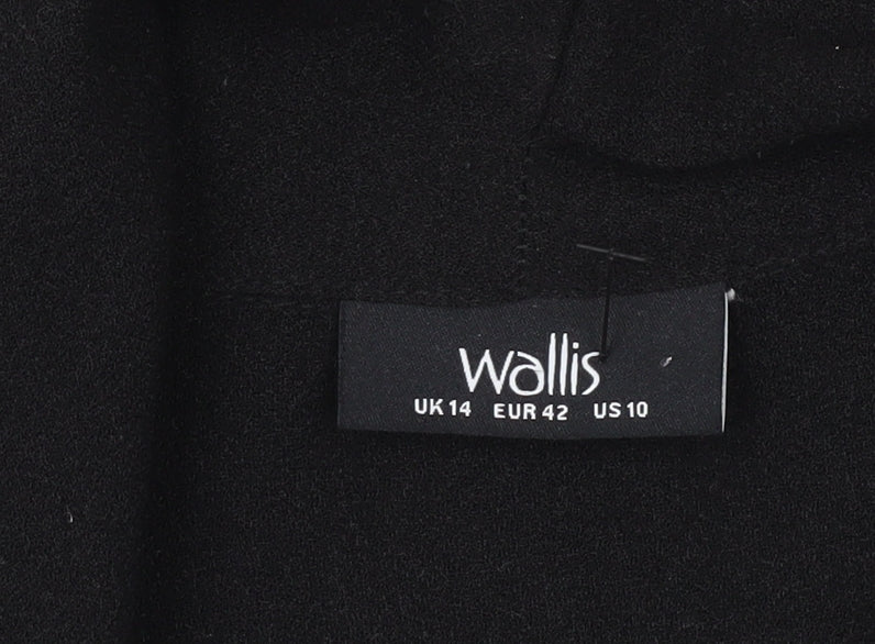 Wallis Women’s Black Jacket Size 14 Mid-Length Open Front Classic Style