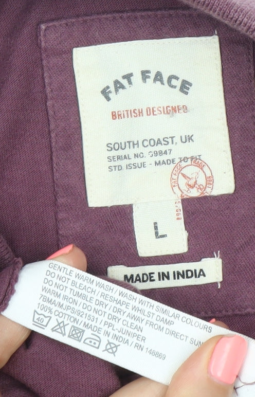 Fat Face Men's Purple Striped Polo Shirt L Regular Fit Cotton