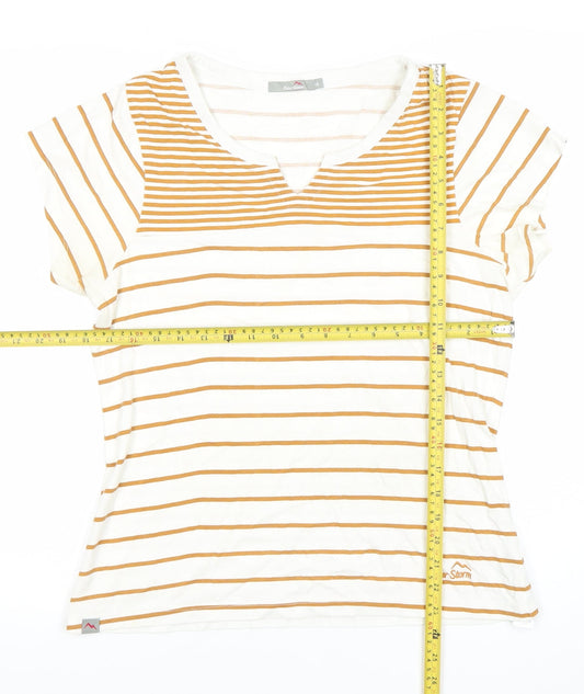 Peter Storm Women White Striped Cotton T-Shirt Size 14