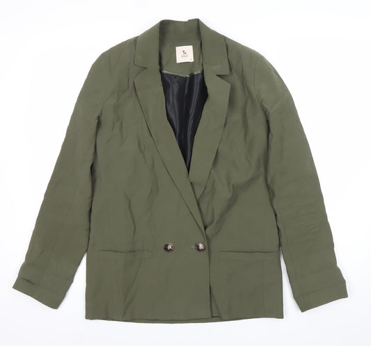 Tu Women Green Size 8 Double-Breasted Blazer Jacket
