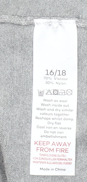 Bonmarché Women’s Grey Beaded Pullover Jumper Size 16-18