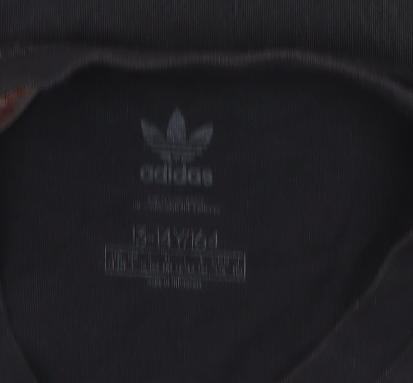 Adidas Boys Black Logo T-Shirt 14 Years Regular Fit Short Sleeve Cotton