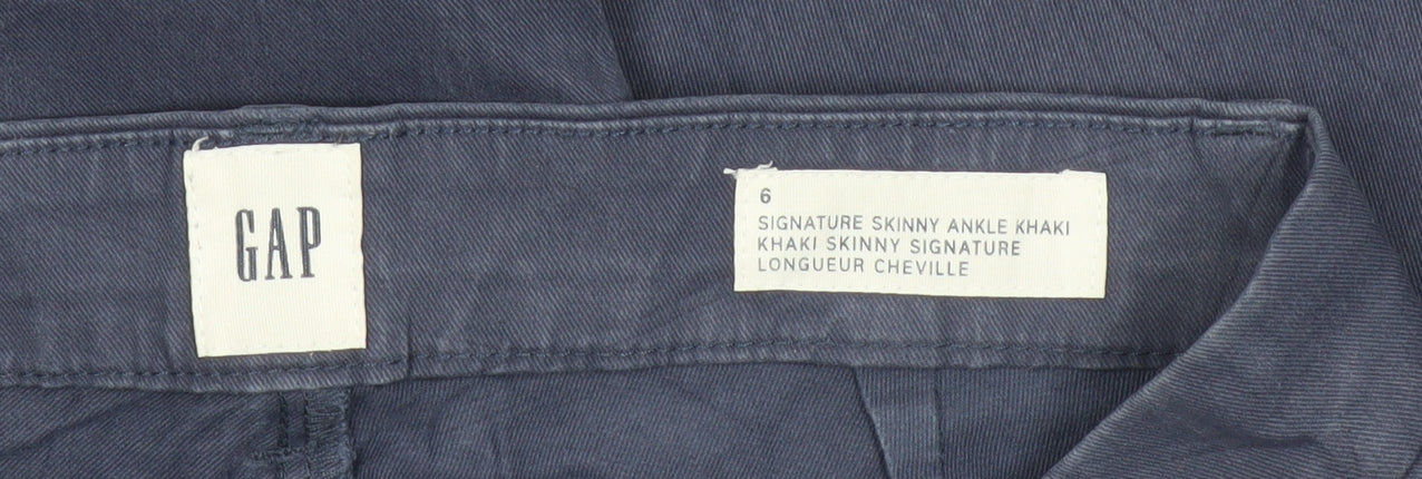 GAP Womens Blue Skinny Ankle Khaki Trousers Size 10 Slim Fit Cotton