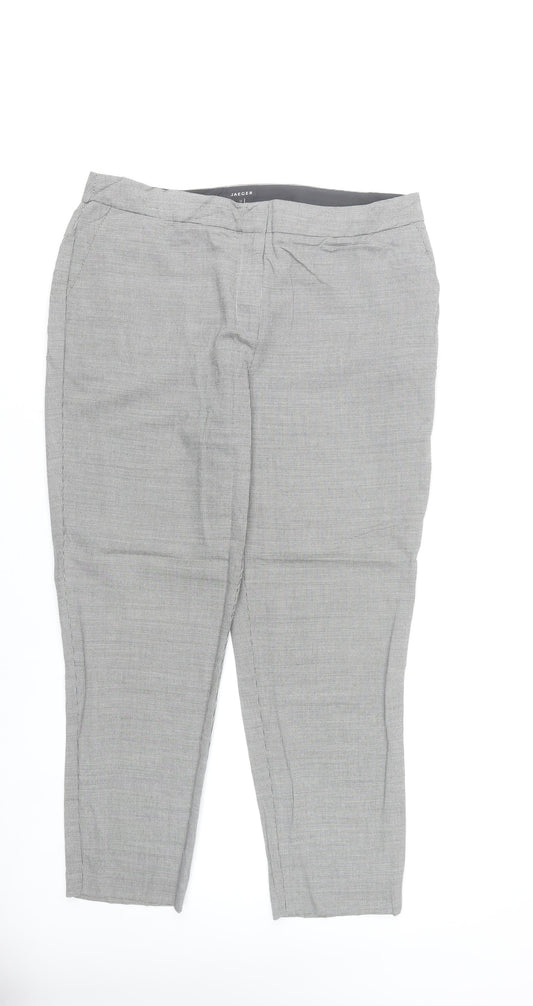 Additional front view of Jaeger women’s grey check wool blend dress pants, size UK 14