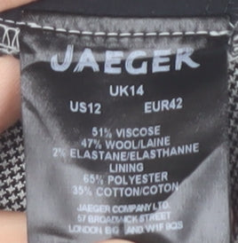 Jaeger Womens Grey Check Wool Blend Dress Pants Size 14