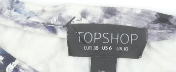 Topshop Women’s Multicoloured Size 10 Geometric Print T-Shirt