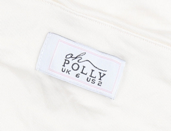Oh Polly Women’s Ivory Ruched Bodycon Dress UK 6 Sleeveless Party