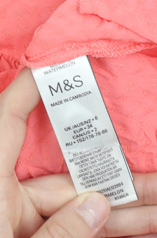 Marks and Spencer Women Pink Viscose Long Sleeve Tunic Blouse Size 6