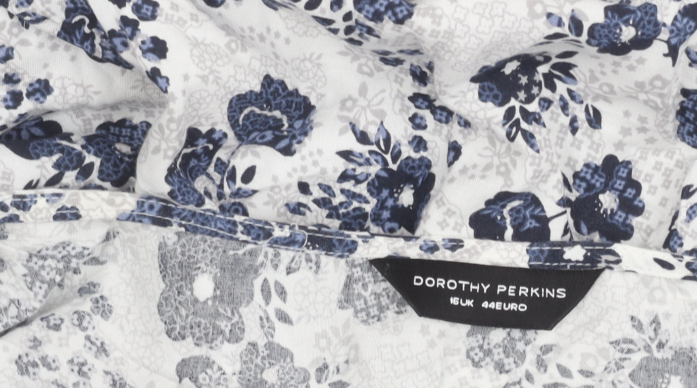 Dorothy Perkins Women’s Blue Floral Strapless Camisole Blouse UK 16