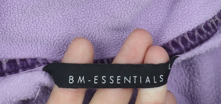 BM-Essentials Womens Purple Fleece Sweatshirt Size L 1/4 Zip Pullover