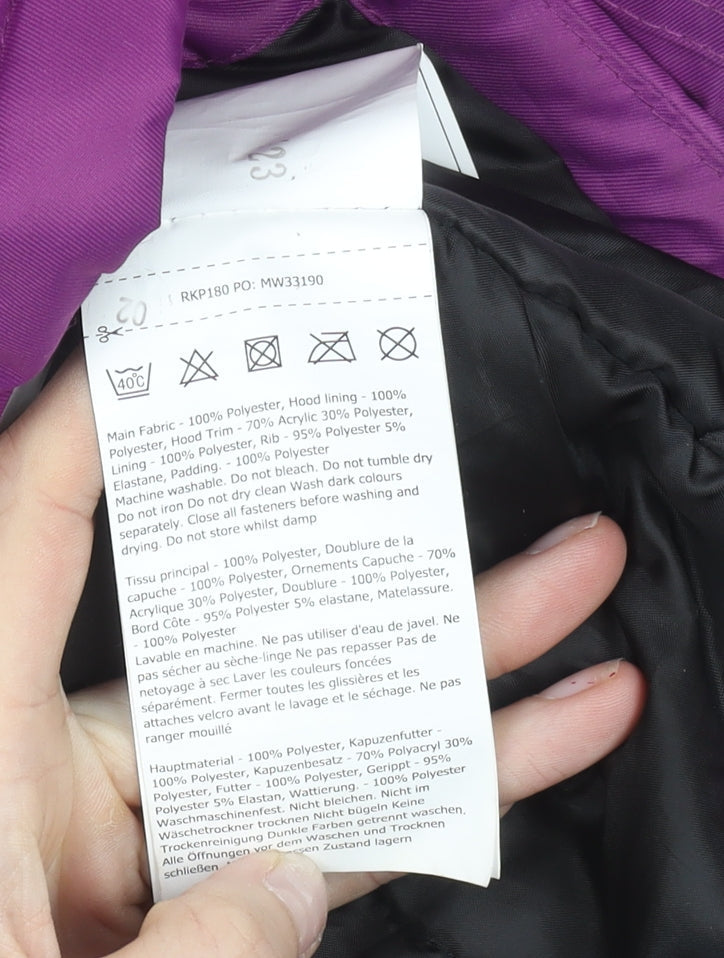 Regatta Girls Purple Parka Coat 11 Years Faux Fur Hooded Winter Jacket