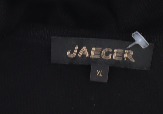 Jaeger Women Black XL Shift Dress Lace Long Sleeve Boat Neck