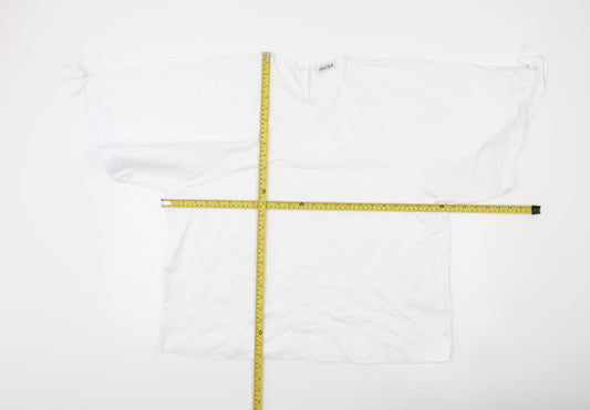 Jaeger Women White Size 18 Cotton Tunic Blouse Kimono Sleeve