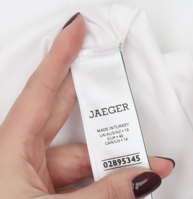 Jaeger Women White Size 18 Cotton Tunic Blouse Kimono Sleeve