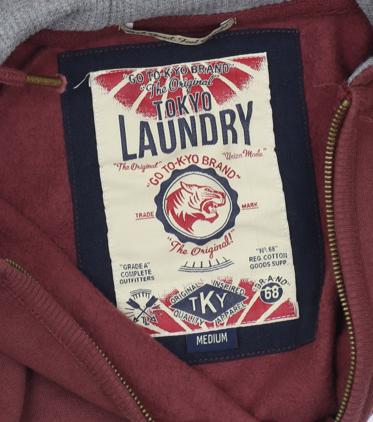 Tokyo Laundry Men's Red Full Zip Hoodie Size M Regular Fit