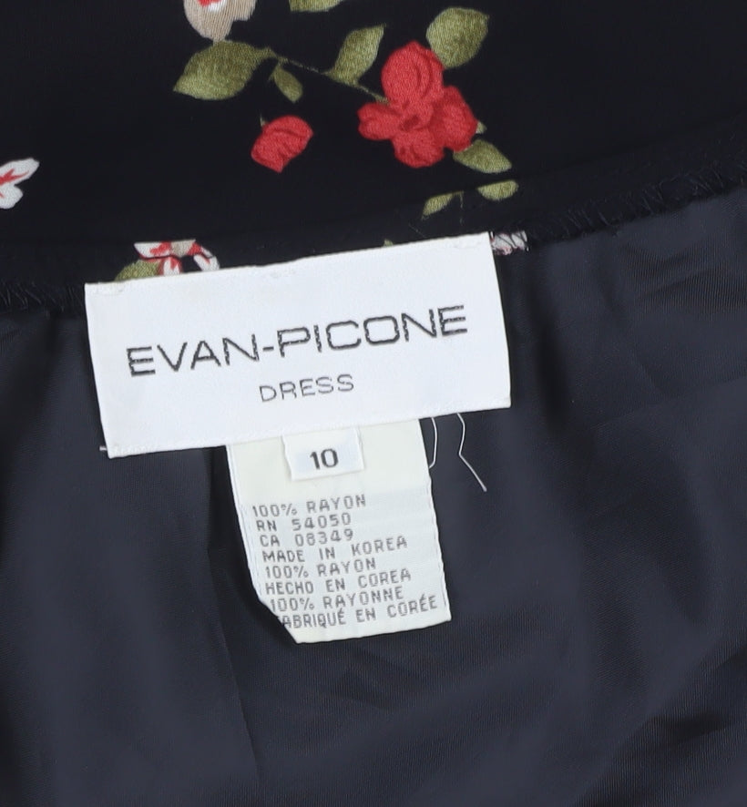 Evan-Picone Women’s Black Floral Off Shoulder Shift Dress Size 10
