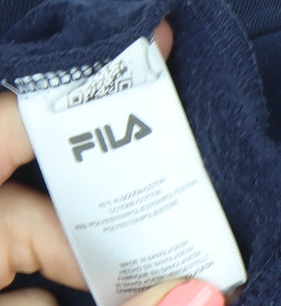 Fila Womens Navy Blue Logo Sweatshirt Medium Pullover Crew Neck