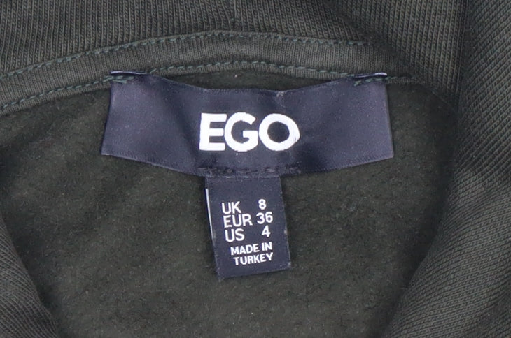 EGO Women’s Green Pullover Hoodie UK 8 Logo Sport Sweatshirt